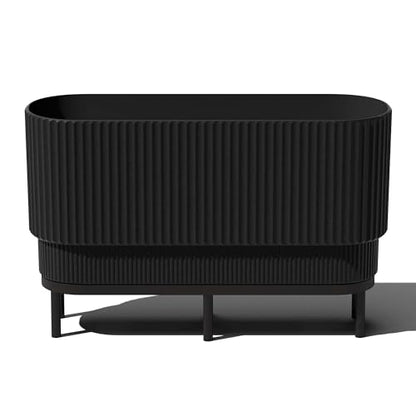 Veradek Demi Series Raised Long Planter - Wide Planter with Stand - color: Black/Black, size: 30 inch