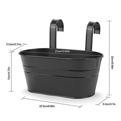 Hanging Planters, 10.6" Metal Railing Planters for Outdoor Plants, 4pcs - color: 4x Black