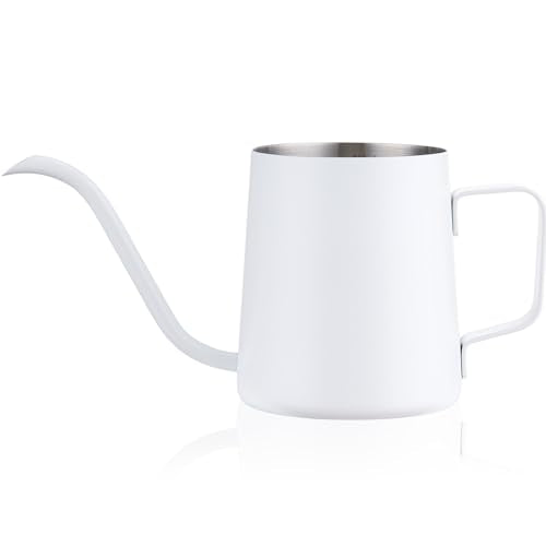 Doseno White Watering Can, Metal Design for Indoor Plants, 12oz Long Spout - size: 350ml/12oz-White