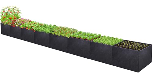POILKMNI 16x2x1ft Fabric Raised Garden Bed - size: 16x2x1ft Rectangular