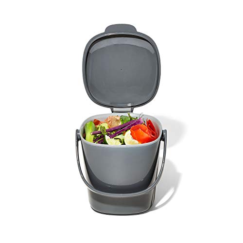 OXO Good Grips Easy-Clean Compost Bin, 0.75 Gal, Charcoal - color: Charcoal, size: 0.75 Gallon