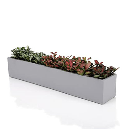 14.5-Inch Grey Rectangle Concrete Succulent Planter Windowsill Boxes - size: Small