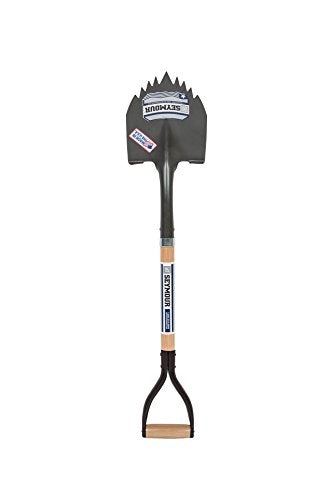 Seymour 49164 Round Point Shovel, 14 Gauge / 9" x 11" , Forward Turned Step “Cutting Teeth”, Power Collar & Solid Steel Rivet, 29" Precision Lathe Turned American Ash, Steel D Grip