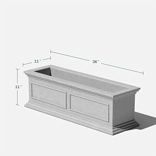 Veradek Brixton Series Window Box Planter - Rectangular Outdoor Planter - color: Gray, size: 11"H x 11"W x 36"L