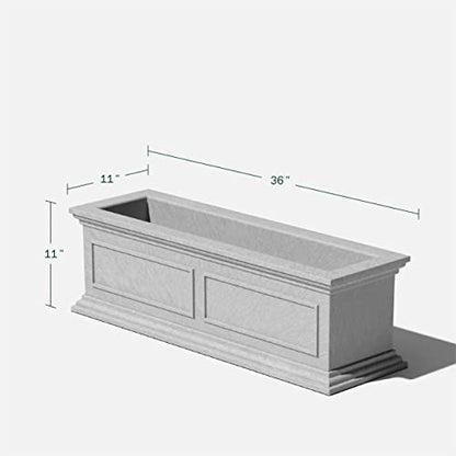 Veradek Brixton Series Window Box Planter - Rectangular Outdoor Planter - color: Gray, size: 11"H x 11"W x 36"L - 2 Pack