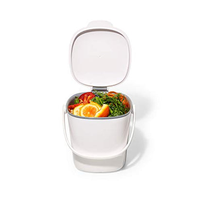 OXO Good Grips Easy-Clean Compost Bin, White, 0.75 Gal - color: White, size: 0.75 Gallon