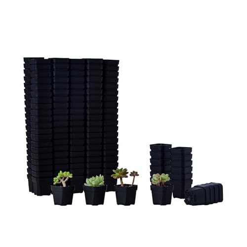 200 Pack 1.95 Inch Tiny Black Plastic Square Nursery and Seedling Pot, Mini Transplant Seed Starter Planter with Drain Hole for Germination, Herb, Succulent - color: Black, size: 1.95 inch