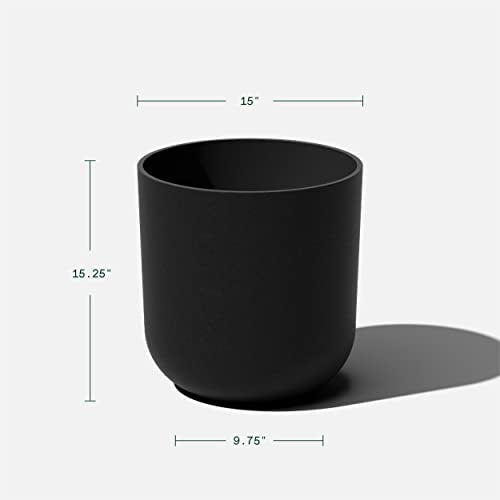 Veradek Mason Series Lima Planter & Drip Tray - Large Round Outdoor Planter - color: Black, size: 15 inches - 2 Pack with Saucers