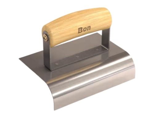Bon 12-448 Stainless Steel Sidewalk Edger 6" x 4" 1" Radius 1 1/2" Depth with Wood Wave Handle - size: 1" x 1 1/2" Depth, style: Wood Wave Handle