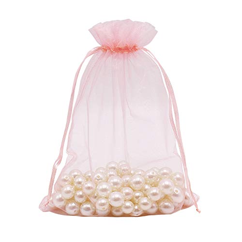 HRX Package 100pcs Mesh Organza Bags 6x9 in for Gift Giving, Large (Pink) - color: Blush Pink