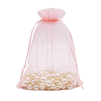 HRX Package 100pcs Mesh Organza Bags 6x9 in for Gift Giving, Large (Pink) - color: Blush Pink