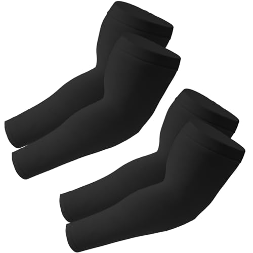 SHEVERCH Plus Size Cooling Arm Sleeves Sun UV Protection for Men Women - color: 2pack-black