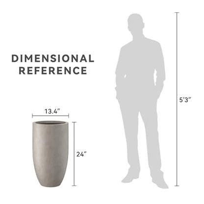 Kante Large Round Tapered Weathered Concrete Planter 24" Tall, Outdoor - color: Weathered Concrete, size: 24" Tall