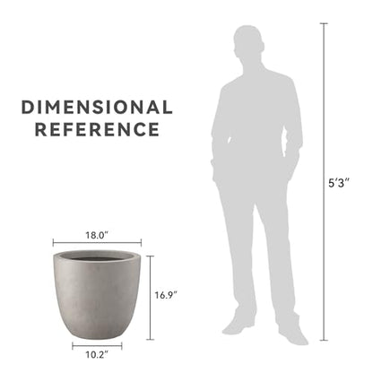Kante Weathered Concrete Planter 18" Dia All-Weather Round Large Pot - color: Buff Concrete, size: 18"d