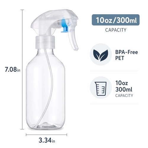 Leakproof Spray Bottle 2 Pack 10 oz, Ultra Fine Mist Sprayer