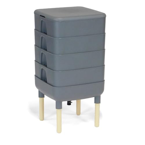 FCMP Outdoor - The Essential Living Composter, 4-Tray Worm Vermicomposter Bin, Grey - color: Gray
