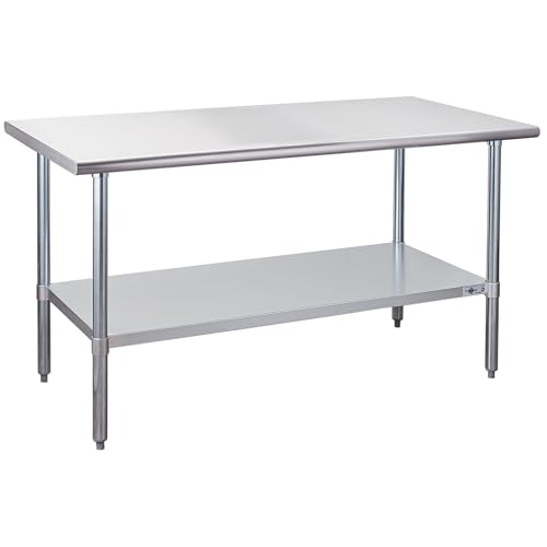 Profeeshaw Stainless Steel Prep Table 30''x60'' NSF Commercial Workbench - color: No Backsplash, size: 30''x60''
