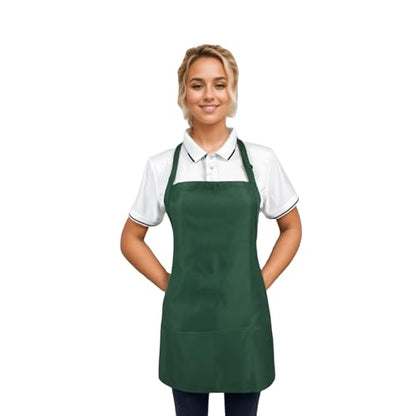 Adjustable Waterproof Aprons with 3 Pockets for Men Women, Server Apron for Kitchen Cooking Gardening Restaurant - color: Green, 2 Pack