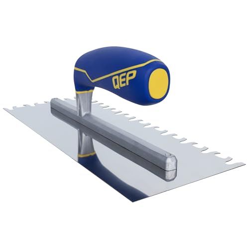 QEP Euro Notch Stainless Steel Trowel with Comfort Grip Handle