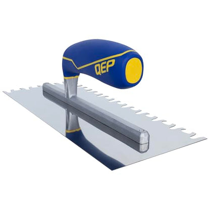 QEP Euro Notch Stainless Steel Trowel with Comfort Grip Handle