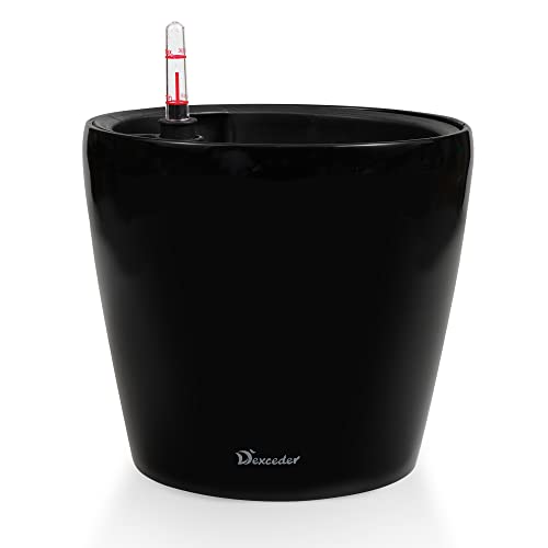 Dexceder 11x10 Self Watering Planter (Black High Gloss) - color: Black, size: 11x10