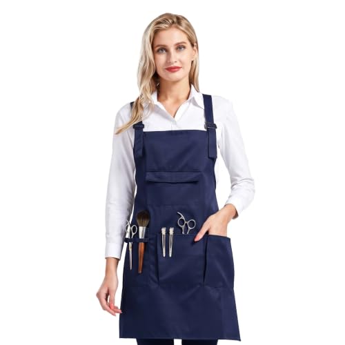 Nanxson Apron with Pockets Cross Back Apron for Hair Stylist,Salon - color: Navy