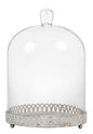 Twakutwku 12" Tall Large Sturdy Handmade Glass Cloche Dome with Metal Base in Shabby White for Plant, Terrarium, Collectibles, Candle. Cloche Glass Dome, Bell Jar Display Case (Shabby White, 12") - color: Shabby White, size: 12"