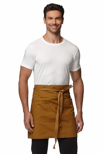Waist Apron for Men Server Bistro Half 4251BY - color: Ginger, size: 5 Pack