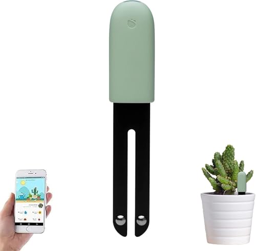 Soil Moisture Meter 4 in 1 for HHCC, Plant Water Monitor, Automatically detects Moisture/Temperature/Light/Fertility, Can Connect to Mobile Phone via Bluetooth, Plants Sensor for Indoor (Green - 1pcs) - color: Green - 1pcs