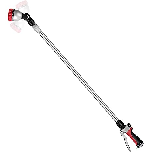 RESTMO Long Telescopic Watering Wand for Garden Hose, 36”-60” Garden Wand - color: Red