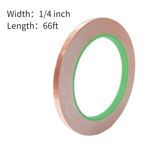 Double-Sided Conductive Copper Foil Tape 1/4" X 66Ft, 2 Mil，5-Pack - size: 1/4 inch*2mil*66ft-5