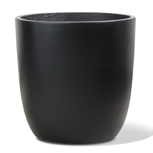 Heyzier Concrete Planter Outdoor Indoor, Large Cement Plant Pots for Trees Flowers (Black, 18 inch)