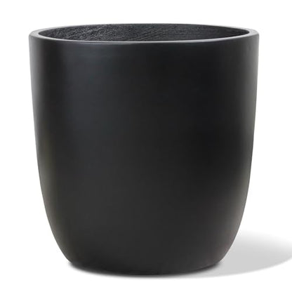 Heyzier Concrete Planter Outdoor Indoor, Large Cement Plant Pots for Trees Flowers (Black, 18 inch)