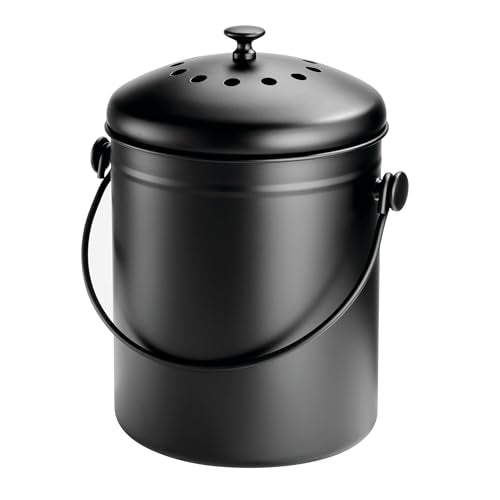 iDesign 1.3 Gallon Compost Bin with Double Filtration System - Matte Black - color: PC Matte Black