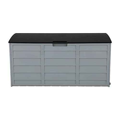 VINGLI 75 Gallon Weatherproof Outdoor Storage Box, Grey Body, Black Lib - color: Grey Body, Black Lib