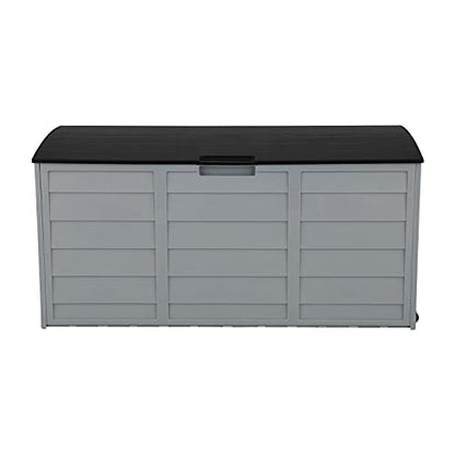 VINGLI 75 Gallon Weatherproof Outdoor Storage Box, Grey Body, Black Lib - color: Grey Body, Black Lib