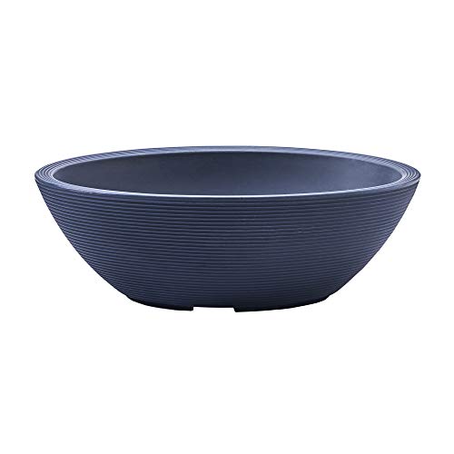 Crescent Garden Delano Oval Planter Bowl, Succulent Garden, Unique Indoor/Outdoor Double-Walled Plant Bowl with Plug- Oval Shape - 24" L x 17" W x 8" H (Midnight Blue) - color: Midnight Blue, size: 24"x17"