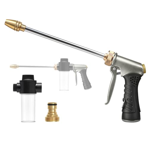 Metal Hose Nozzle with Soap Dispenser,High Pressure Foam Sprayer - size: Long Nozzle