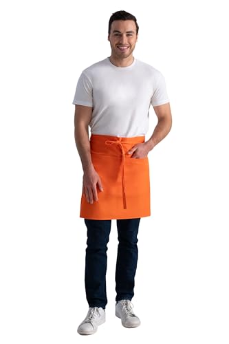 Chef Works Unisex Half Bistro Server Apron - color: Tangerine, 1 Pack