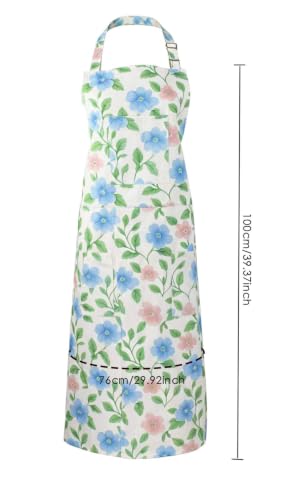 Nanxson Pottery Apron Split Leg with 3 Pockets & Adjustable Buckle - color: Blue Flower