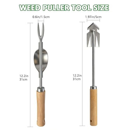 Weed Puller Tool, 2 Pack 4 Teeth Garden Weeding Uprooting Tools