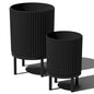 Veradek Demi Series Raised Duo Planters - Set of 2 Planters with Stands - color: Black/Black, size: Bundle
