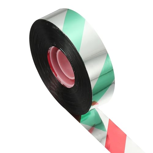 MECCANIXITY 984ft Long 1" Wide Green/Silver Dual Side Reflective Holographic Flash Bird Scare Tape Ribbon to Keep Birds Away, Hang Tie on Garden Farm Orchards Balcony Patio Yard Fence - color: Green Silver, size: 984ft x 0.94in