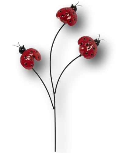 GERSON Beautiful Garden Plant Stake Picks Indoor or Outdoor (3 Red Ladybugs), CHG 501 - color: 3 Red Ladybugs