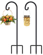 FEED GARDEN 32" Small Shepherd Hooks for Outdoor,Adjustable Decorative Garden Hooks for Solar Lanterns, Hanging Plants, Wind Chimes & Garden Decor, 2 Pack