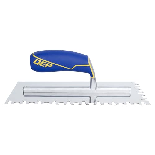 QEP Euro Notch Stainless Steel Trowel with Comfort Grip Handle