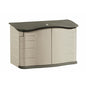 Rubbermaid Small Horizontal Resin Outdoor Storage Shed With Floor (4.5 x 3 Ft) Weather Resistant, Beige/Brown, Organization for Home/Backyard/Pool Chemicals/Toys/Garden Tools/Porch/Patio Cushions - style: Small Horizontal Shed