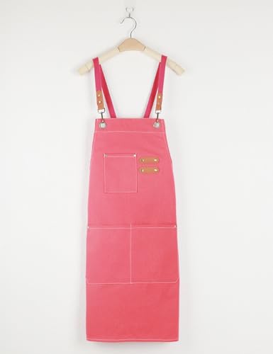Kitchen Chef Aprons for Women and Men with 3 Pockets for Cooking BBQ Bib Work - color: Pink