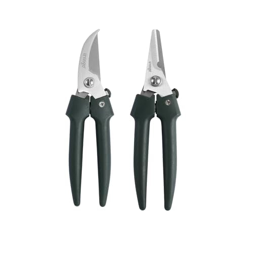 LIVINGO 7.5" Garden Pruning Shears Straight Curved Blade Set