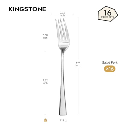 KINGSTONE 16 Piece Salad Forks Set, 18/10 Stainless Steel Forks